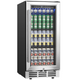 EUHOMY 15 Inch Beverage Refrigerator Cooler Under Counter 127 Cans Beverage Fridge with Glass Door Wine Cooler