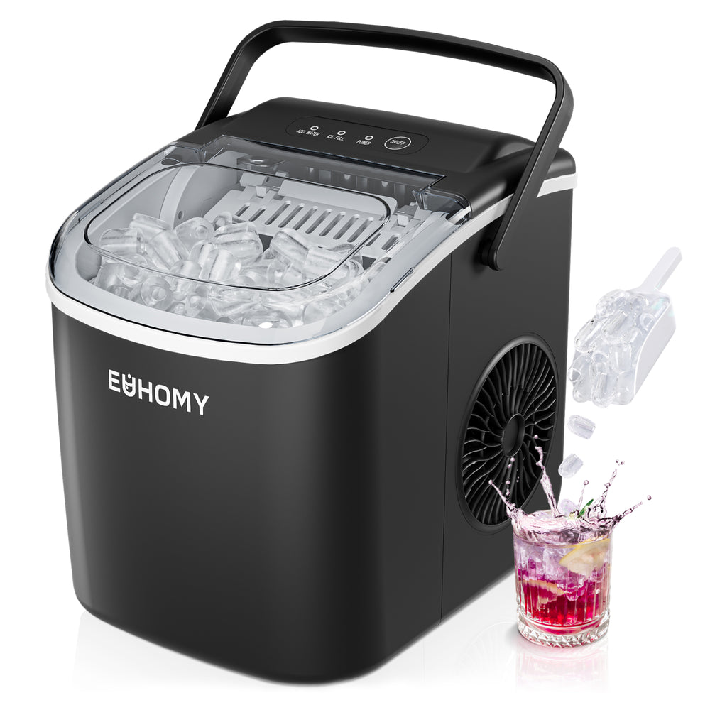 
                      
                        EUHOMY 12'' Black Bullet Ice Portable Low Noise Ice Maker with Handle - Euhomy
                      
                    