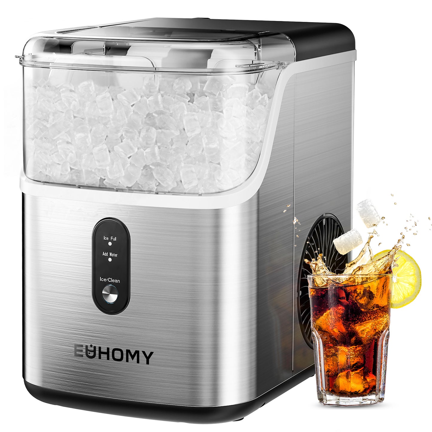 EUHOMY Pebble Ice Maker Machine with 35lbs/24H Soft Ice, Self-Cleaning - Euhomy