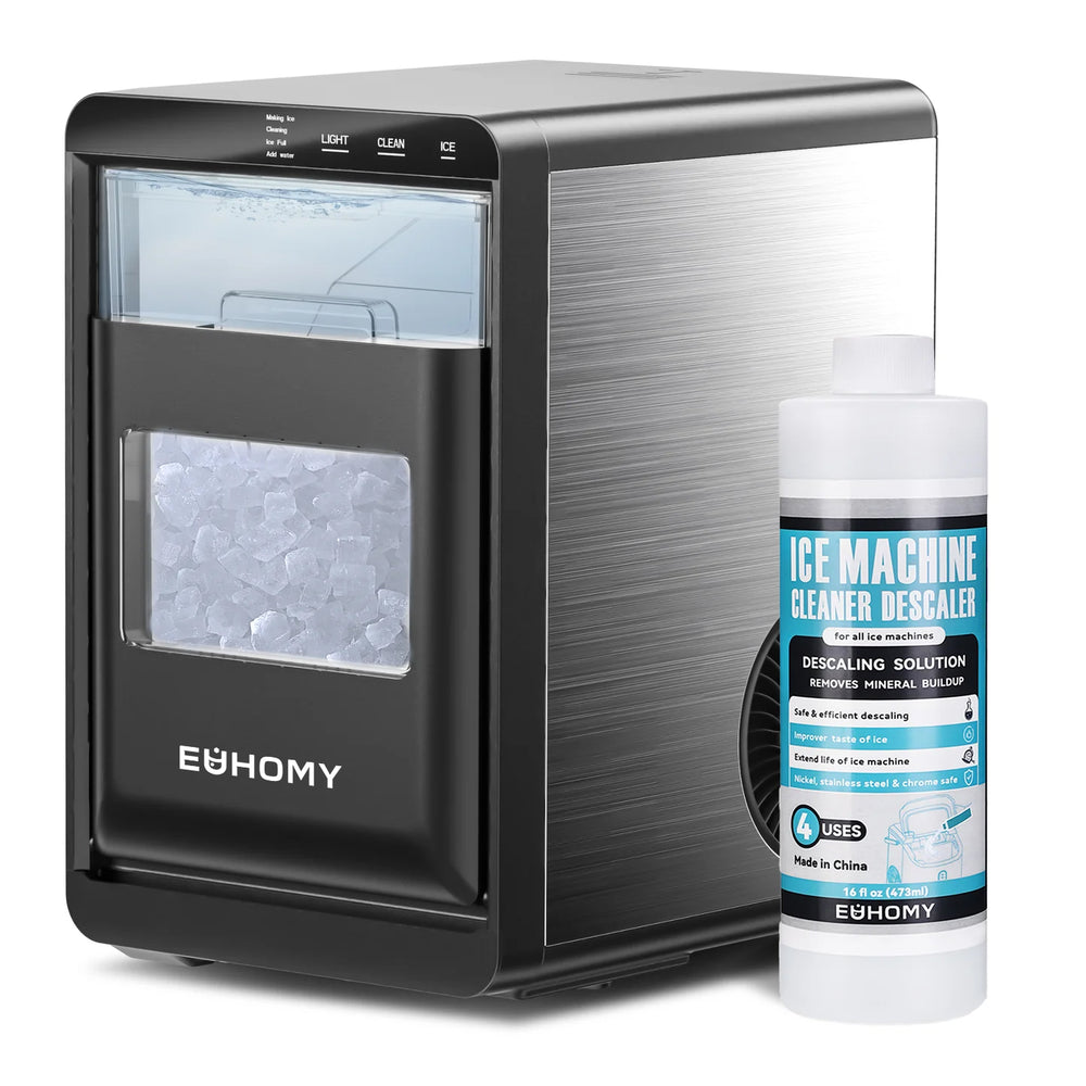 【15%OFF｜Code:BF15】EUHOMY Nugget Ice Maker Countertop, 40Lbs/24H Pebble Ice Maker Machine Including Cleaner Descaler