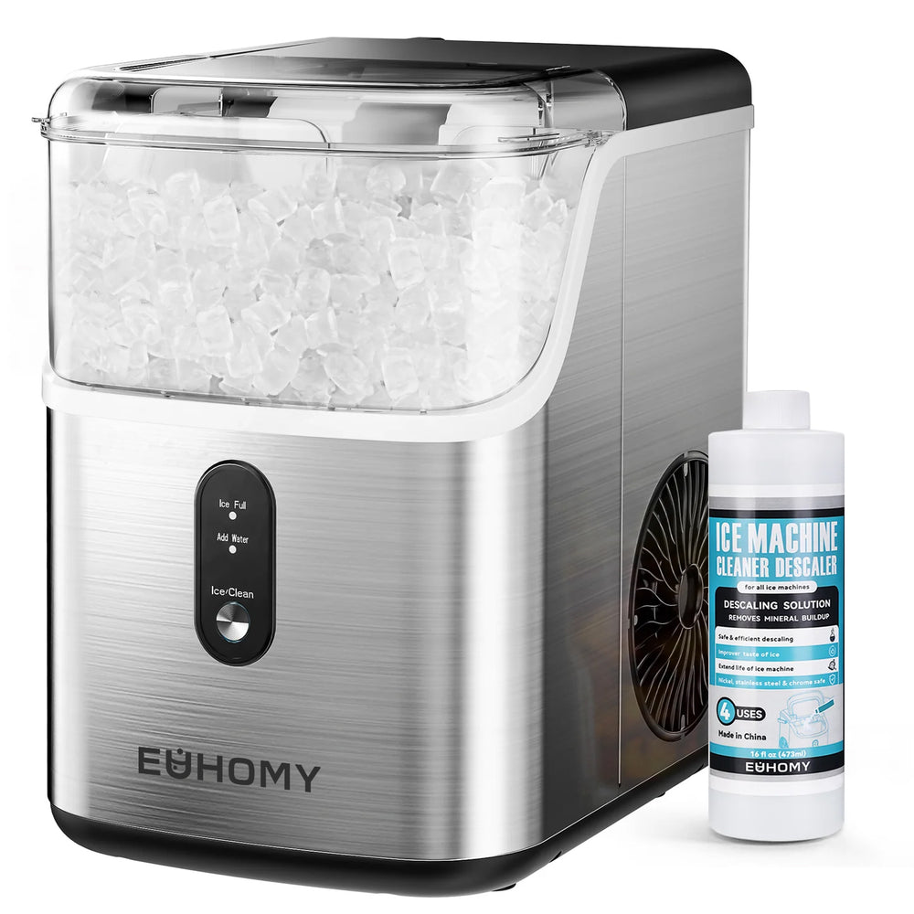 EUHOMY Pebble Ice Maker Machine with 35lbs/24H Soft Ice, Self-Cleaning Including Cleaner Descaler