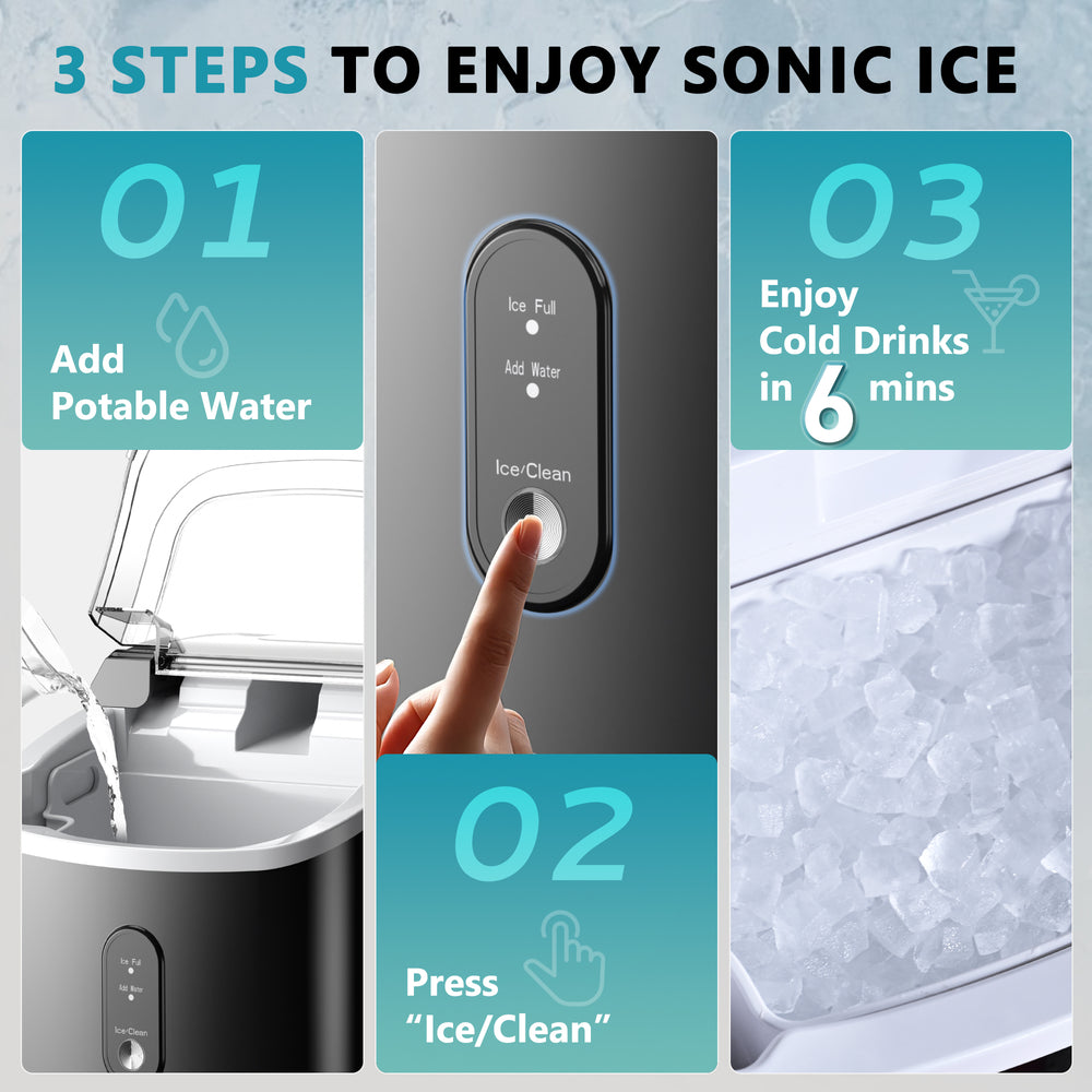 
                      
                        EUHOMY Auto-Cleaning 10'' Nugget Ice Countertop Ice Maker with Handle - Euhomy
                      
                    