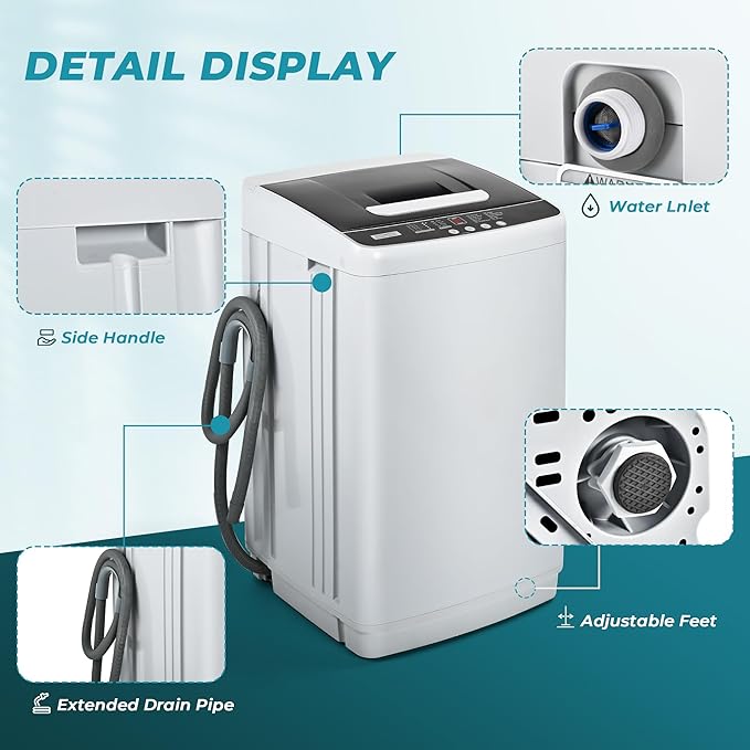 
                      
                        Euhomy 1.03cu.ft Home Washer, Small Portable Washing Machine with 10 Programs 5 Water Levels - Euhomy
                      
                    