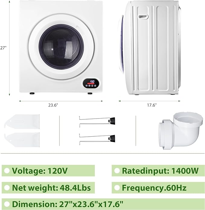 
                      
                        EUHOMY 1400W, LCD Control Panel Four-Function Portable Dryer For Apartments, Home, Dorm, White - Euhomy
                      
                    