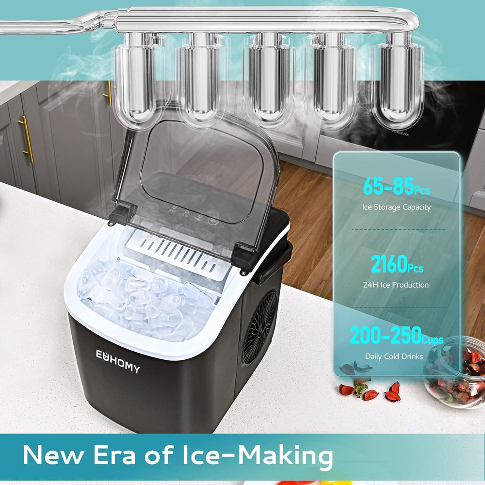 
                      
                        EUHOMY 12'' Black Bullet Ice Portable Low Noise Ice Maker with Handle - Euhomy
                      
                    