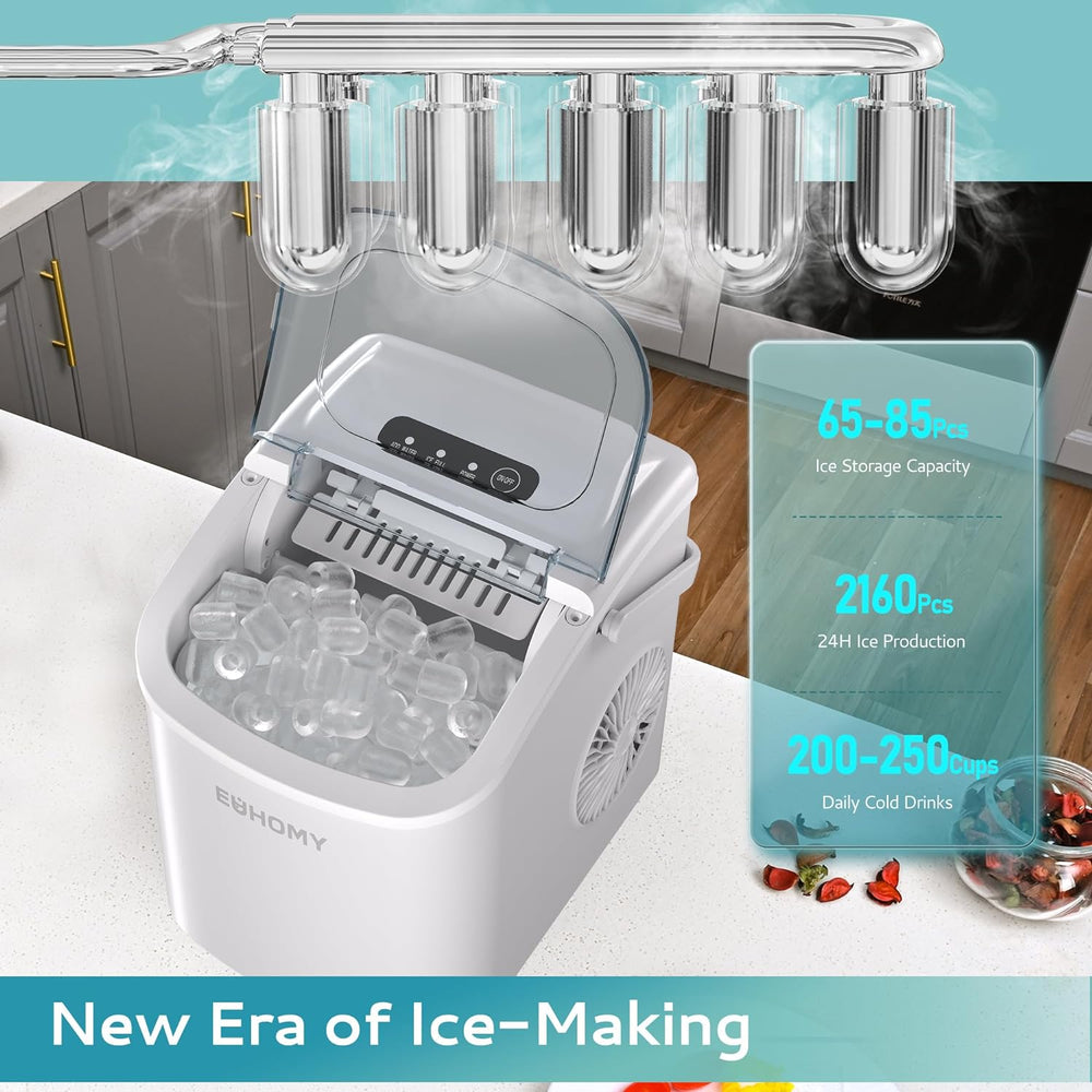 
                      
                        EUHOMY 12'' White Bullet Ice Portable Ultra Quieter Ice Maker with Handle - Euhomy
                      
                    