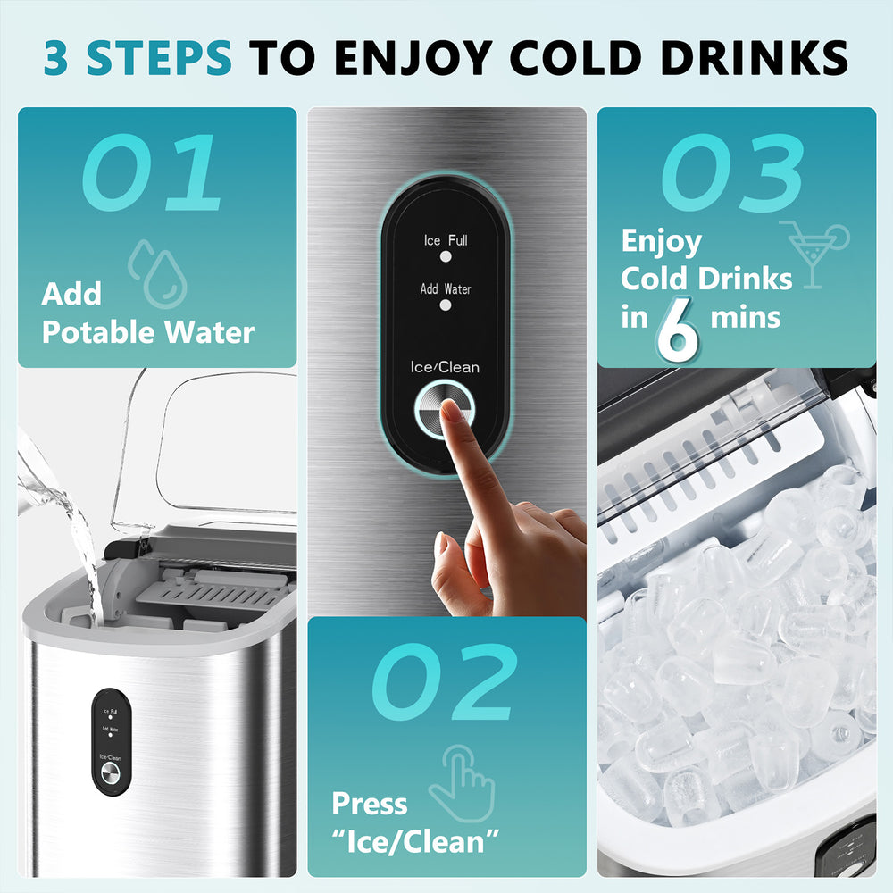 
                      
                        EUHOMY Countertop Ice Maker Machine with Handle 26.3lbs per Day 9 Cubes in 6 Mins - Euhomy
                      
                    