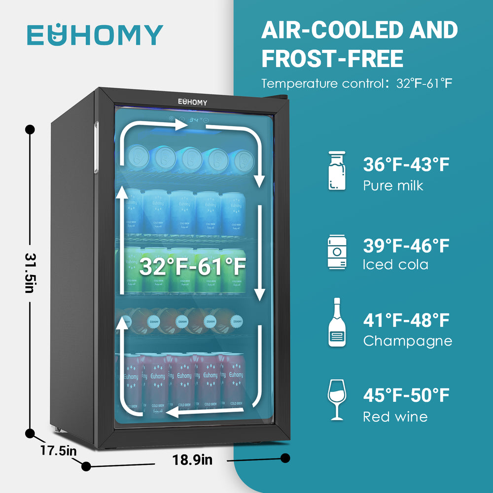 
                      
                        EUHOMY 3.2 Cu.Ft 126 Can Built in & Free Standing Beverage Cooler - Euhomy
                      
                    