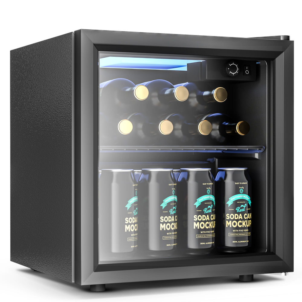 EUHOMY 55 Can Beverage Refrigerator Cooler-Mini Fridge Glass Door (1.3cu.ft) - Euhomy