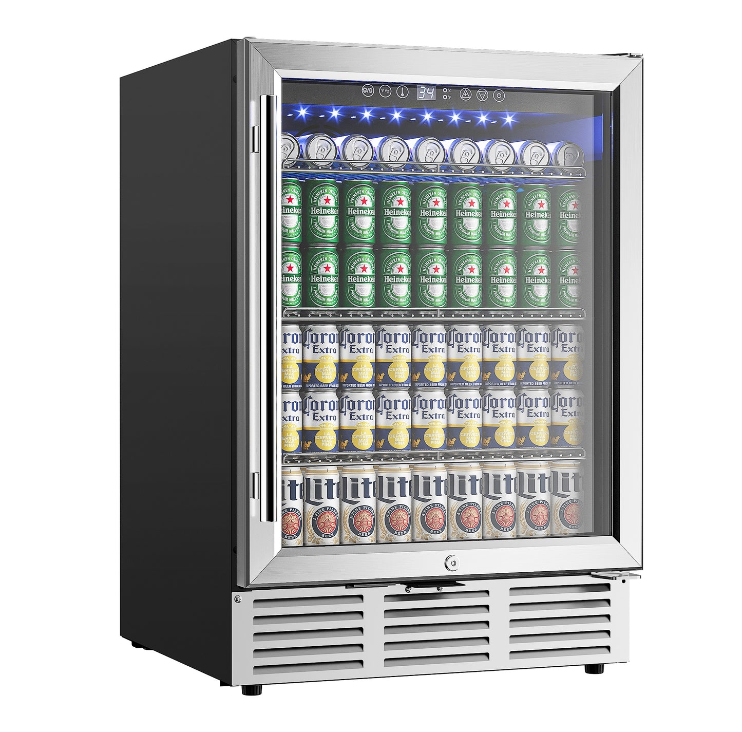 EUHOMY 24 Inch Beverage Refrigerator, 180 Can Under Counter Beer Fridge Large Capacity - Euhomy