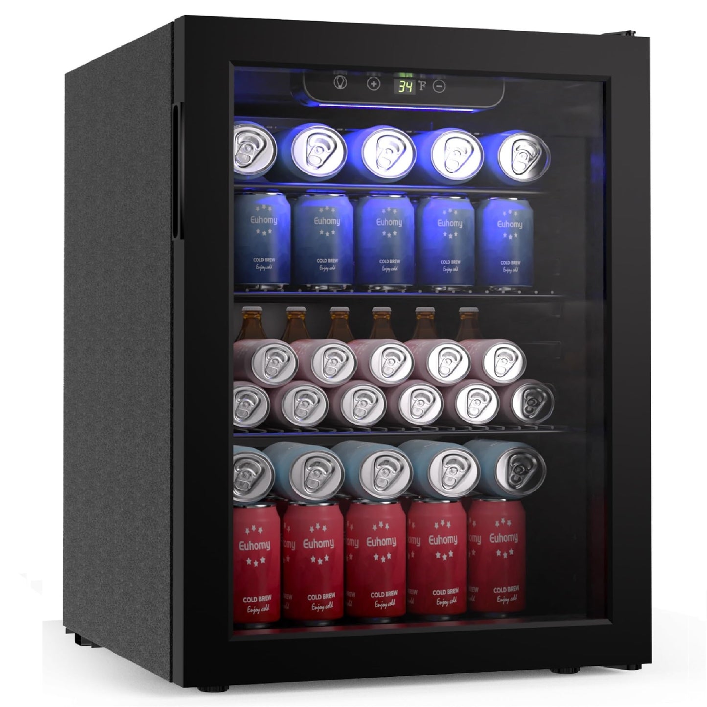 EUHOMY 100 Can Mini Fridge Glass Door Beverage Refrigerator Cooler