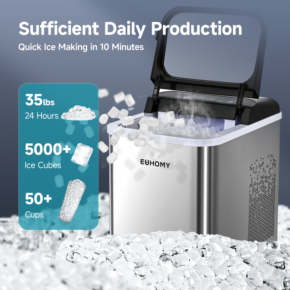 
                      
                        Euhomy Nugget Ice Maker –  8-Min Fast Ice, 35lbs Daily, Self-Cleaning
                      
                    