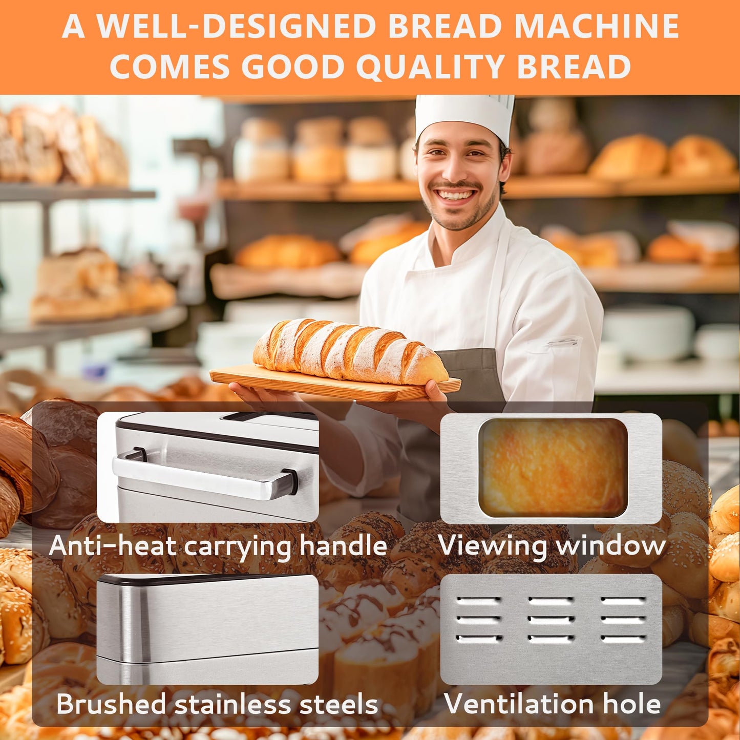 EUHOMY Bread Maker Machine 2LB Bread Maker Ideal for Family Gifts - Euhomy